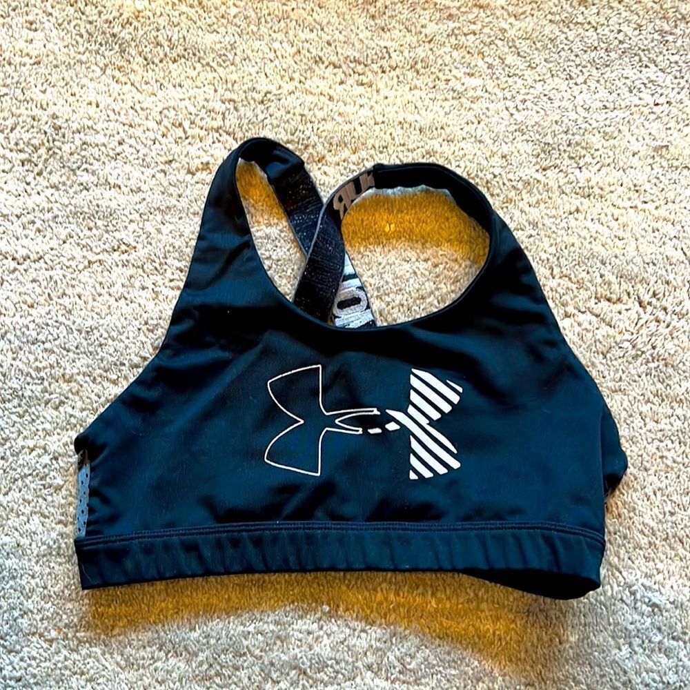 Under Armour Youth Large Blk Grey Sports Bra.